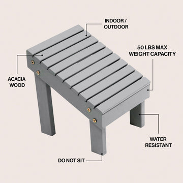 Saru 11.8" Traditional Classic Solid Acacia Wood Shower Shaving Foot Stool